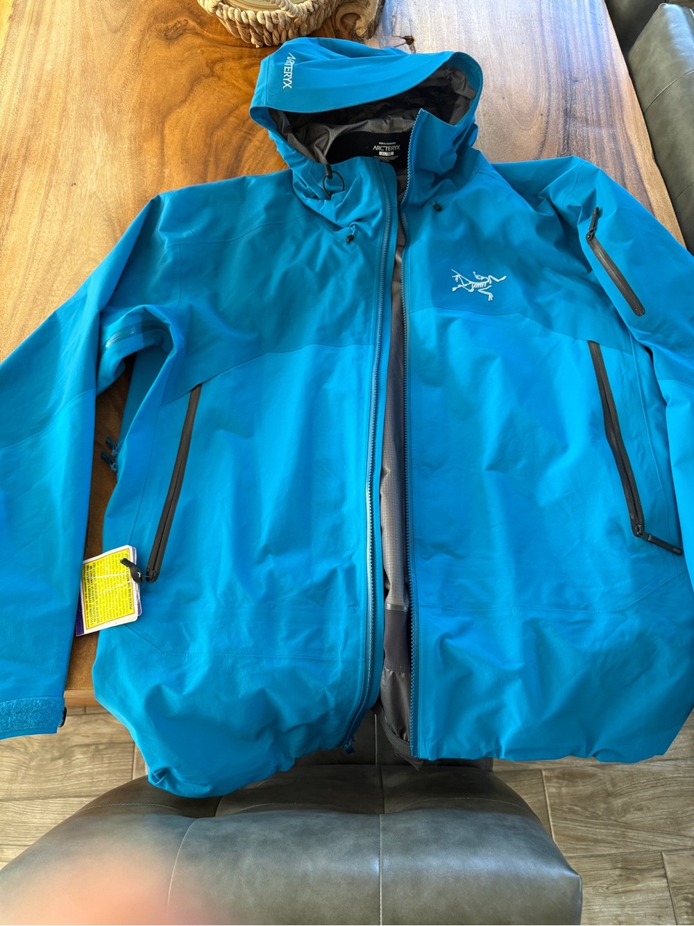 Arc'teryx Men's Teal Blue Waterproof Hooded Shell Jacket